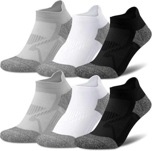 Compression Athletic Socks Cushioned Anti-Blister Comfort Fit Ankle Socks 5-6 Pairs