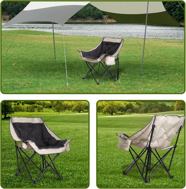Nice C Padded Camping Chair, Camping Chair, Oversized Camping Chair, Oversized Padded Camping Chair, Camping Chairs for Adults Heavy Duty, Fold Camp Chair, Lawn Chair w/Cooler Bag Thick Padded (1-P) - Image 8