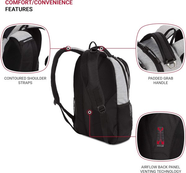 SwissGear Cecil 5505 Laptop Backpack, Heather Grey, 18-Inch - Image 2