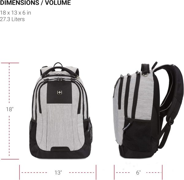 SwissGear Cecil 5505 Laptop Backpack, Heather Grey, 18-Inch - Image 5